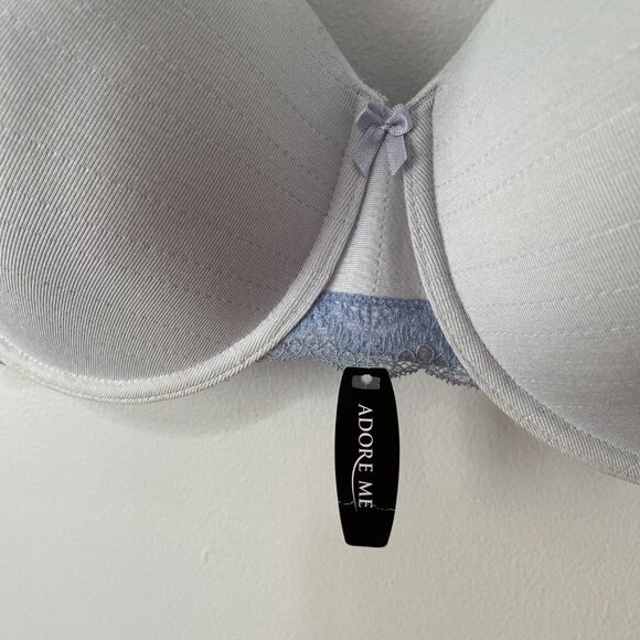 NWT Adore Me 38DDD Light Blue Lace Full Coverage Bra Adjustable Straps - Picture 2 of 7
